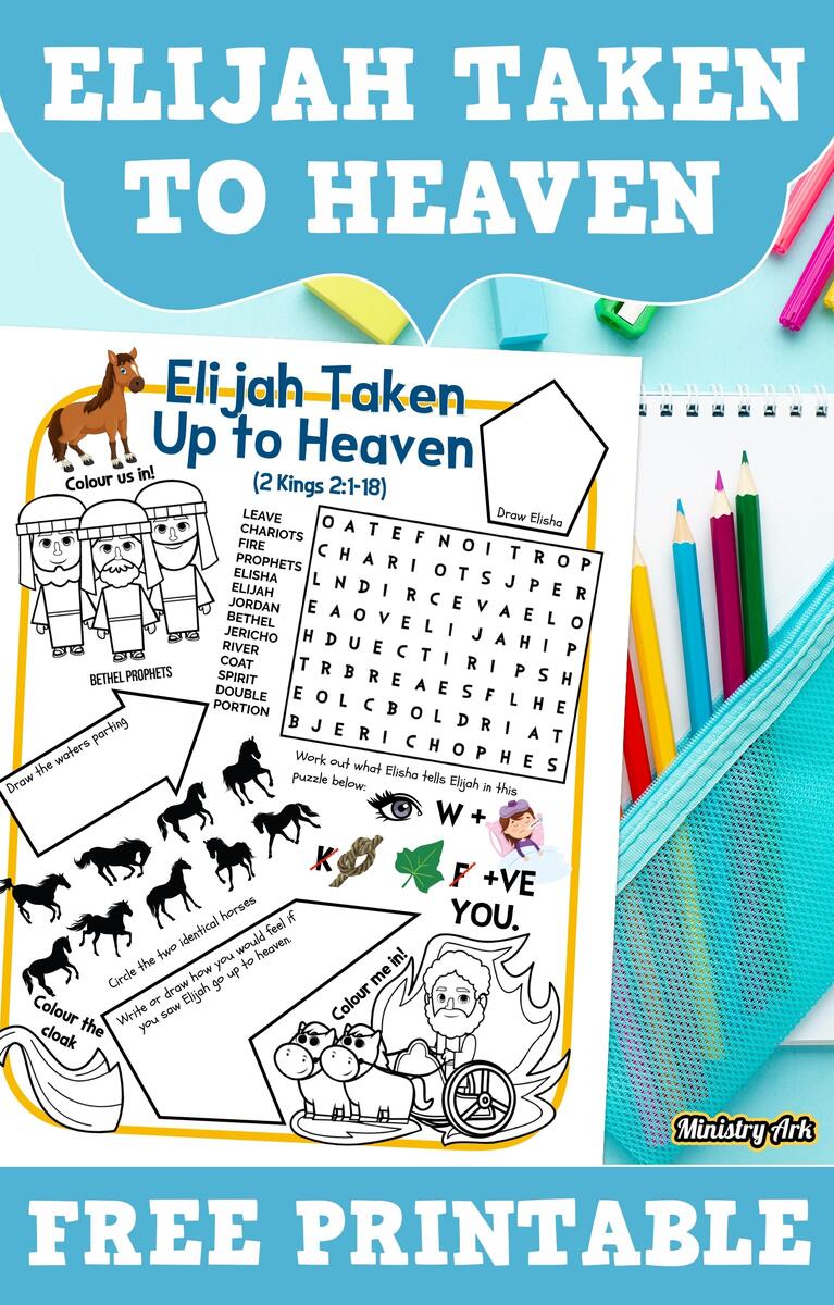 Elijah Taken To Heaven Printable Puzzle Sheet MinistryArk