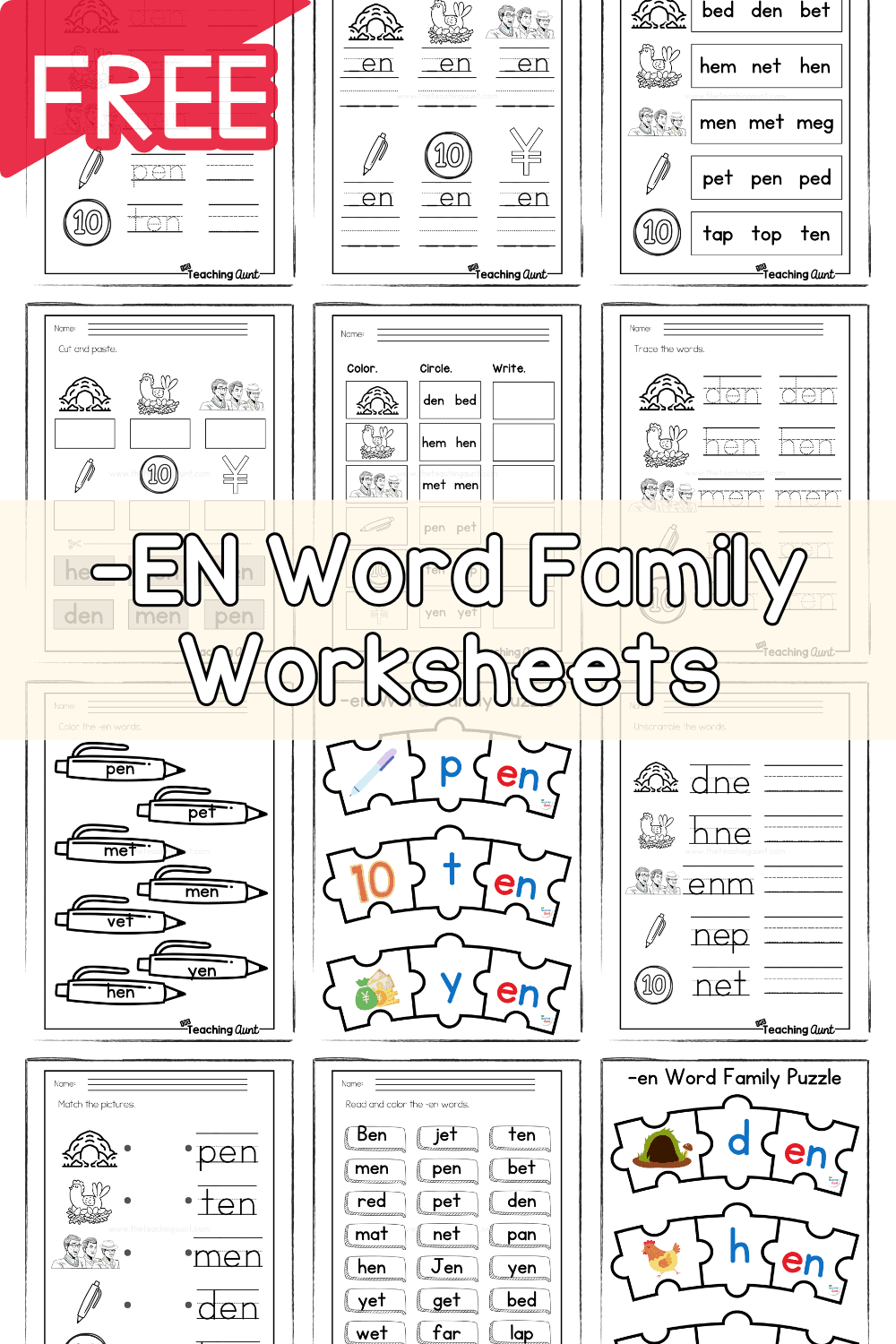 EN Word Family Worksheets The Teaching Aunt FREE Printable Ig Word Family Worksheets For Kindergarten