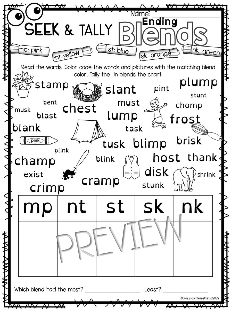 Ending Blends Worksheets Orton Gillingham Activities Made By Teachers Ending Blend Worksheets Set 2 Free Word Work Worksheets Library