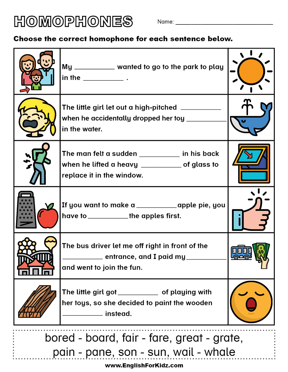 English For Kids Step By Step Homophones Worksheets And Posters Homonym Worksheets Free Customizable From Storyboard That