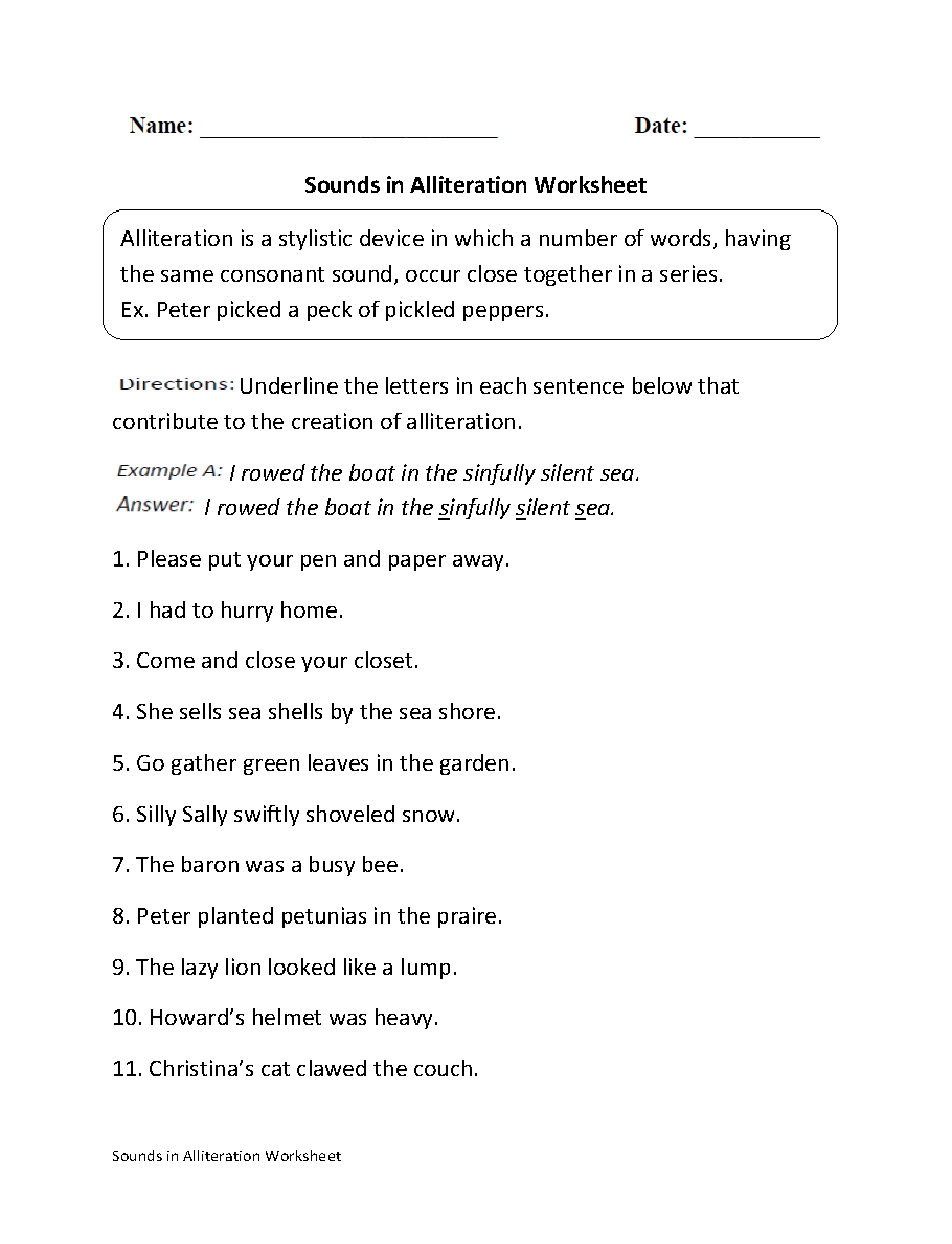 Englishlinx Alliteration Worksheets Englishlinx Alliteration Worksheets