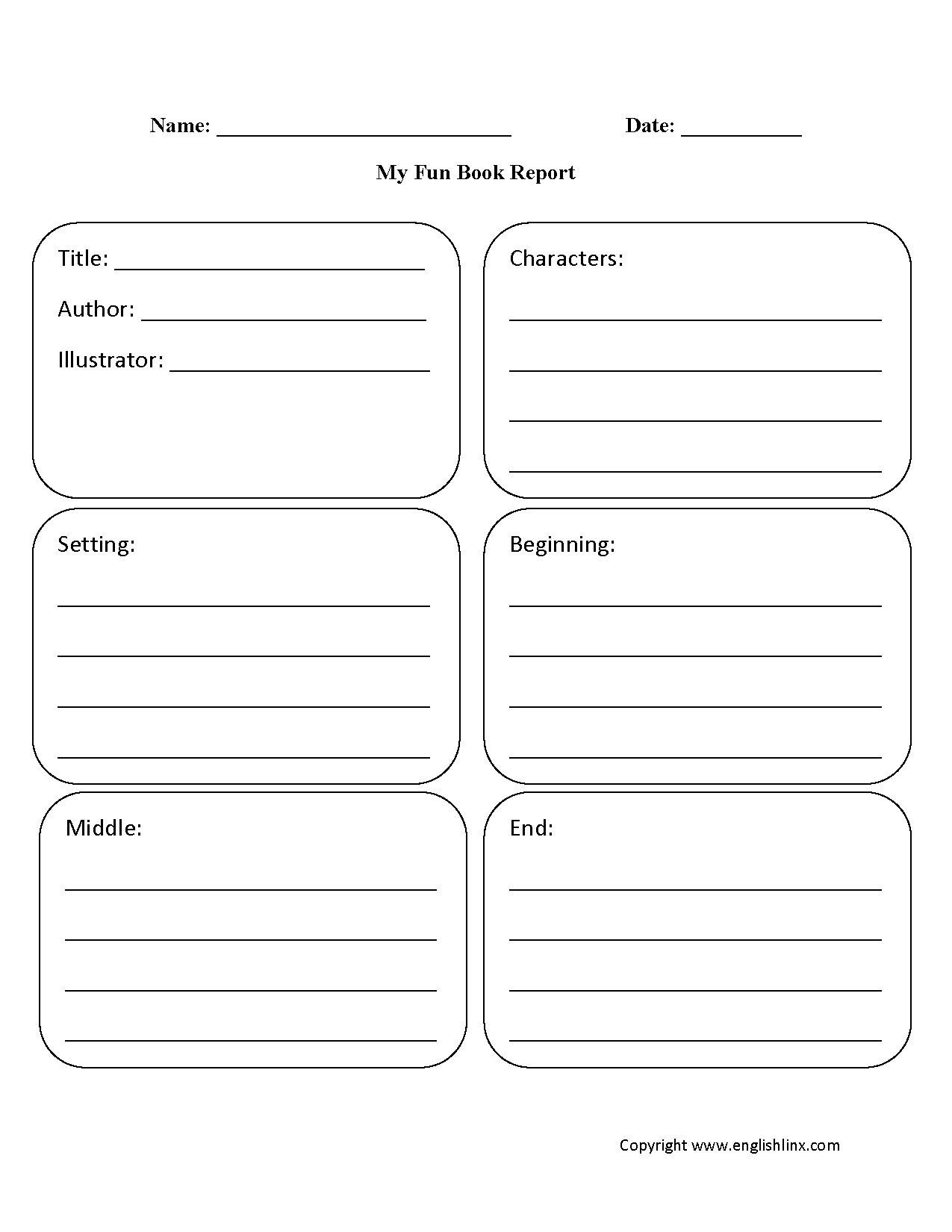Englishlinx Book Report Worksheets Book Report Templates For 2nd 8th Grade