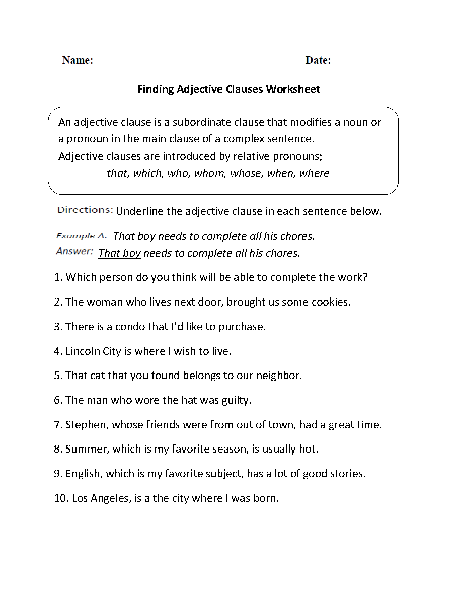 Englishlinx Clauses Worksheets Englishlinx Clauses Worksheets