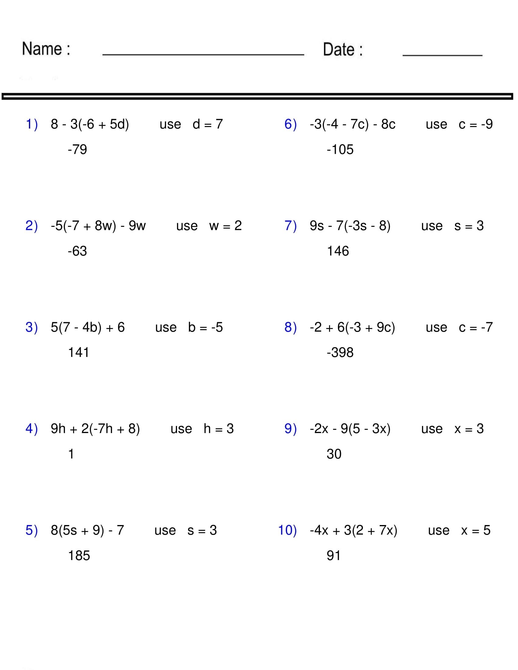 Pre Algebra Worksheet Worksheets Library