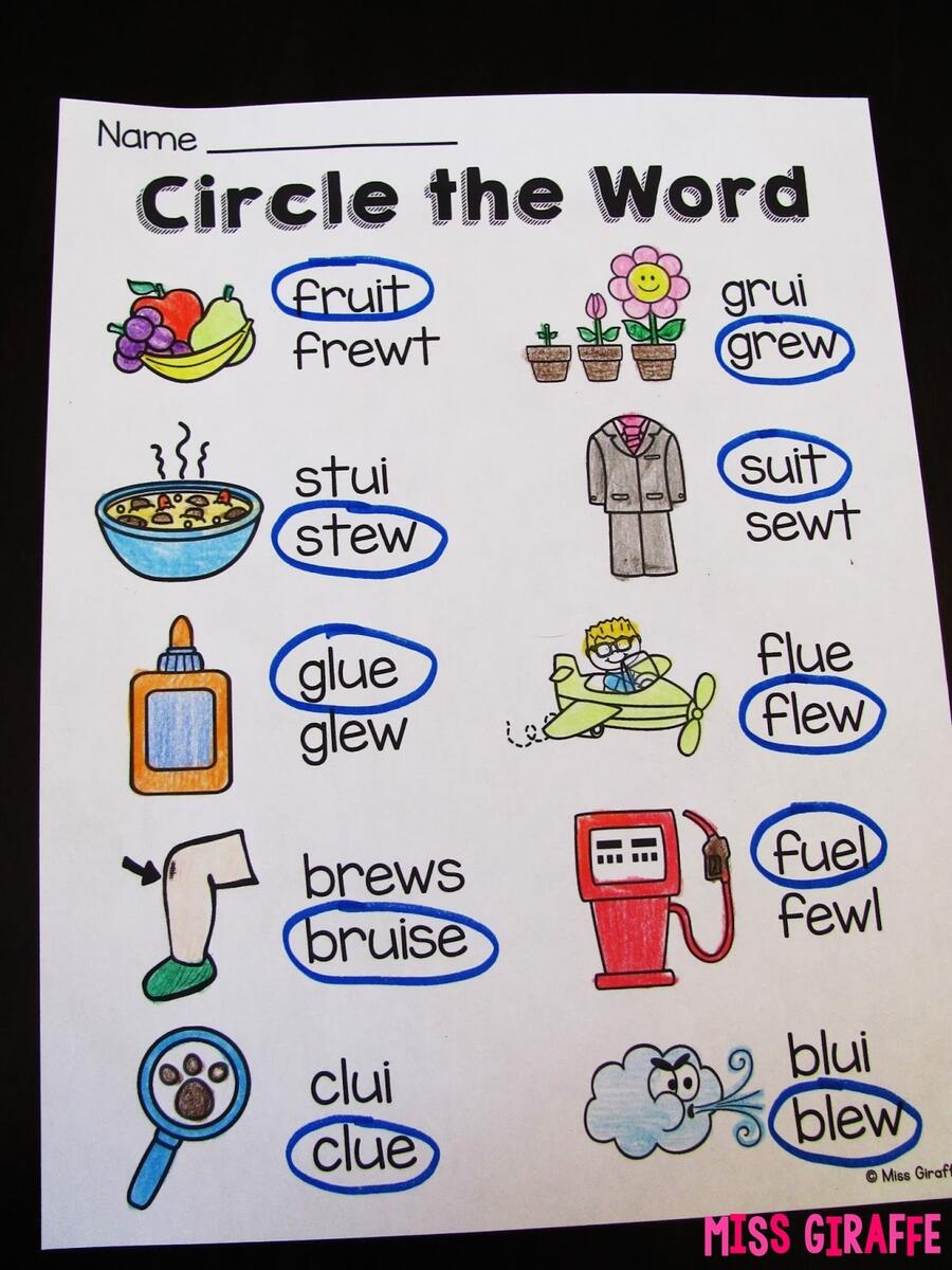 Ew Ue Words Printable