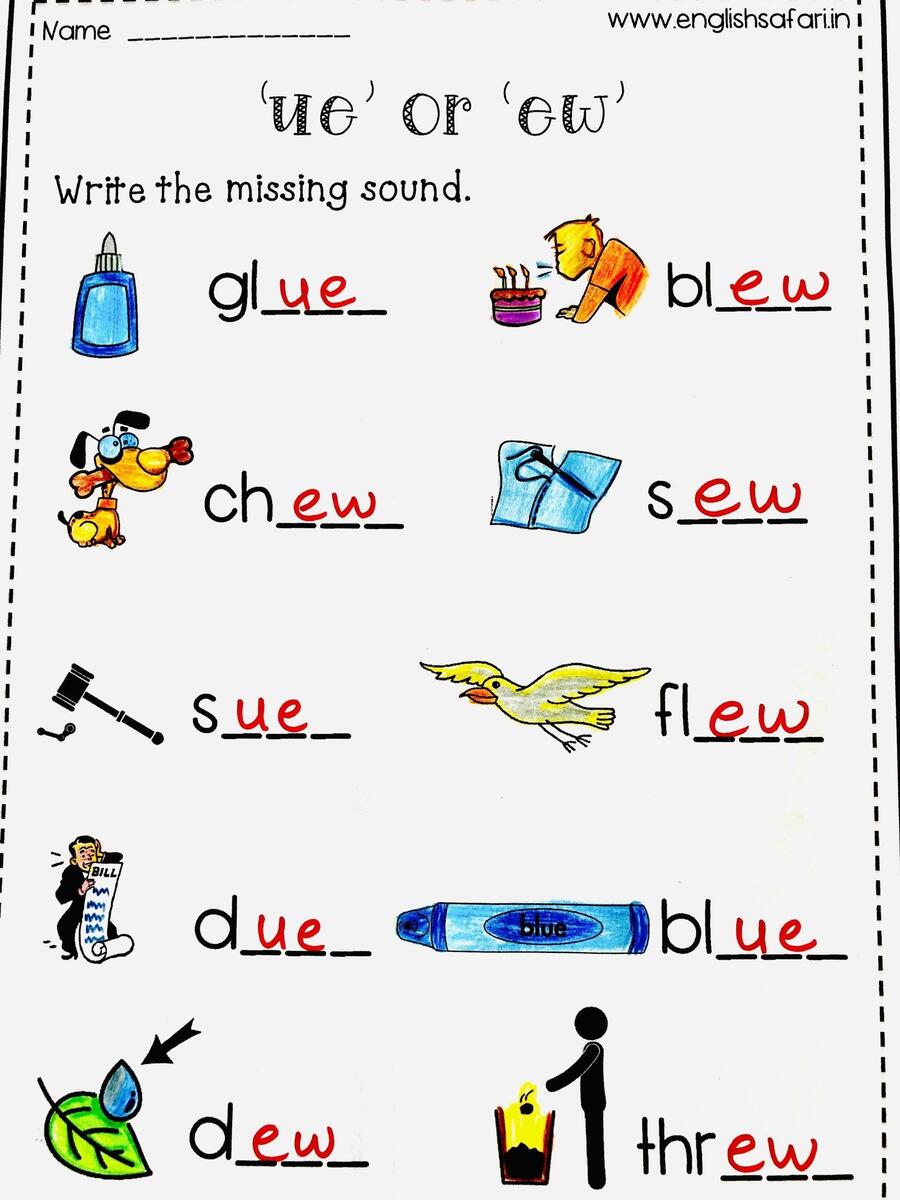 Ew Ue Words Printable