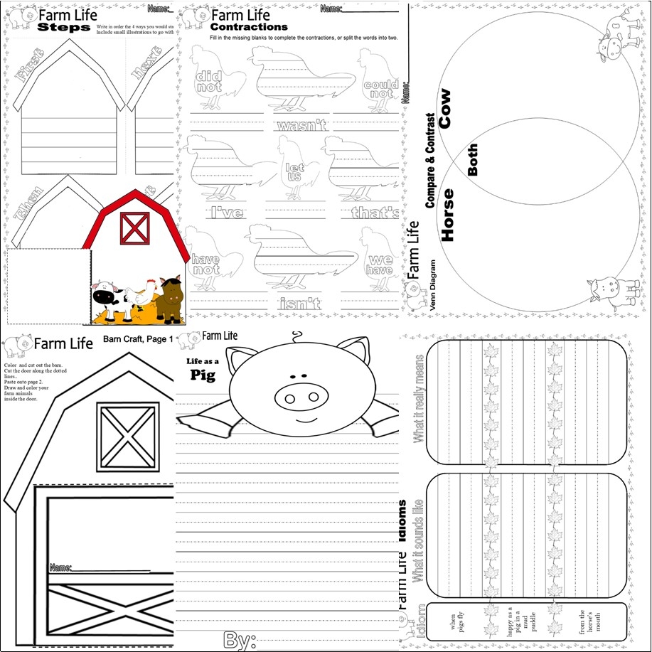 Farm Animals Theme NO PREP Worksheets Writing Craft Activities Math ELA Farmer Classful Farm Animals Theme NO PREP Worksheets Writing Craft Activities Math ELA Farmer Classful