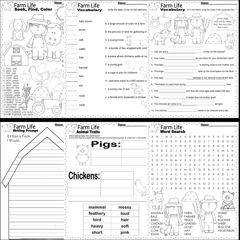Farm Animals Theme NO PREP Worksheets Writing Craft Activities Math ELA Farmer Classful Farm Animals Theme NO PREP Worksheets Writing Craft Activities Math ELA Farmer Classful