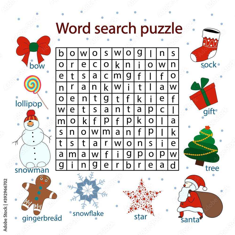 Find Words In A Table On The Theme Xmas Crosswords Puzzle Game For Children Of Any Age Activity Worksheet Printable Version Vector Hand Drawn Illustration Children S Christmas Game Stock Vektor Adobe Stock 14 Kindergarten OT Word Family Worksheets Free PDF At Worksheeto