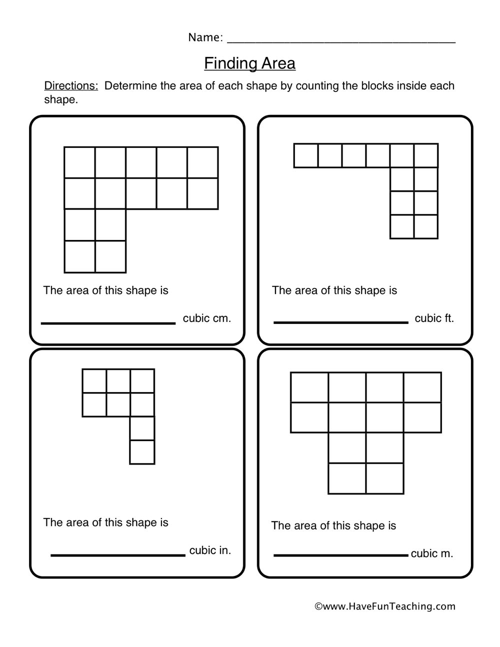 Area Of Rectangle Worksheets