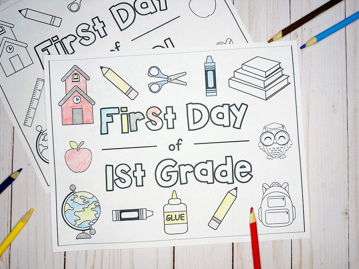 First Day Of First Grade Coloring Page Mary Martha Mama First Day Of First Grade Coloring Page Mary Martha Mama