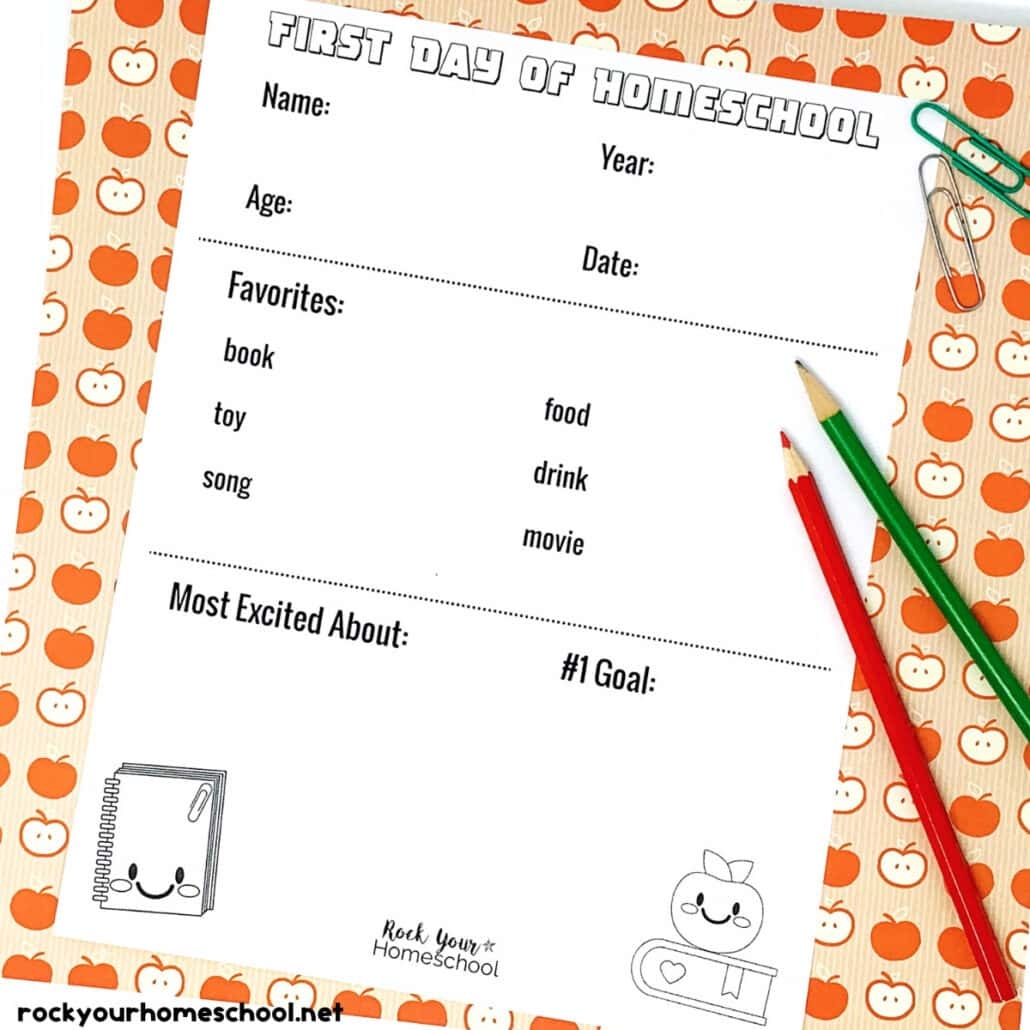 First Day Of Homeschool Printables For Fun Keepsakes Free Free Math Worksheets