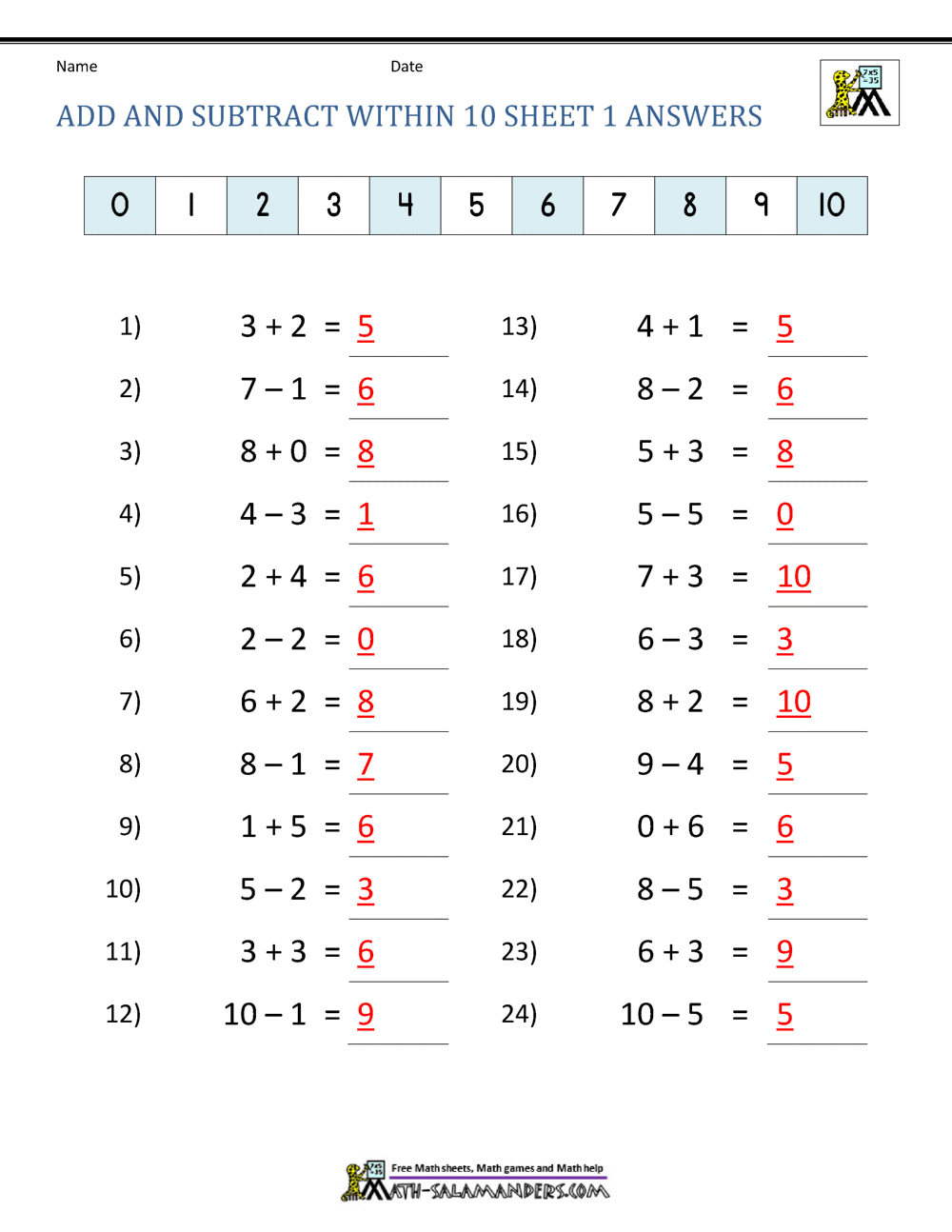 First Grade Addition And Subtraction Facts To 12 First Grade Addition And Subtraction Facts To 12