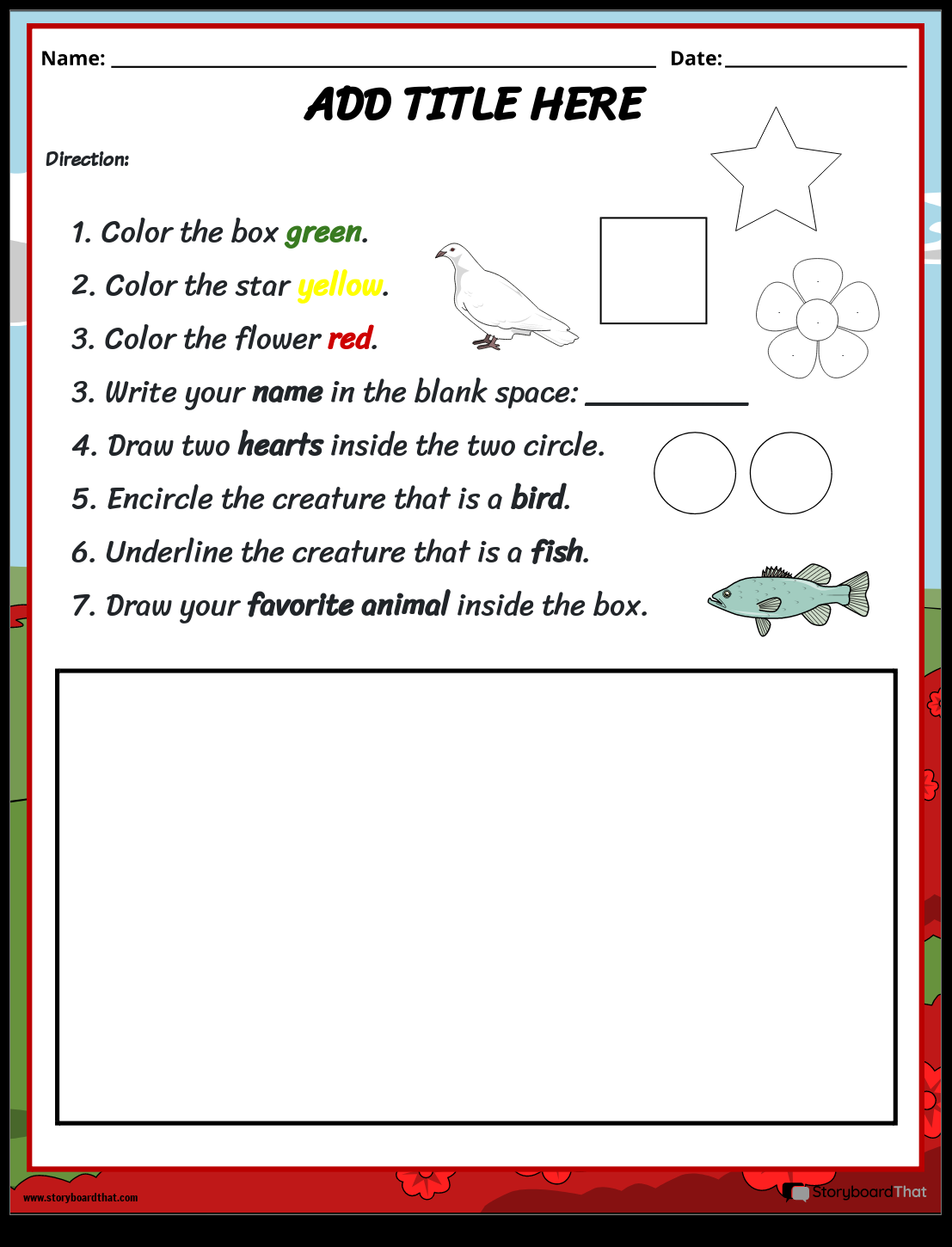 Printable Following Directions Worksheets