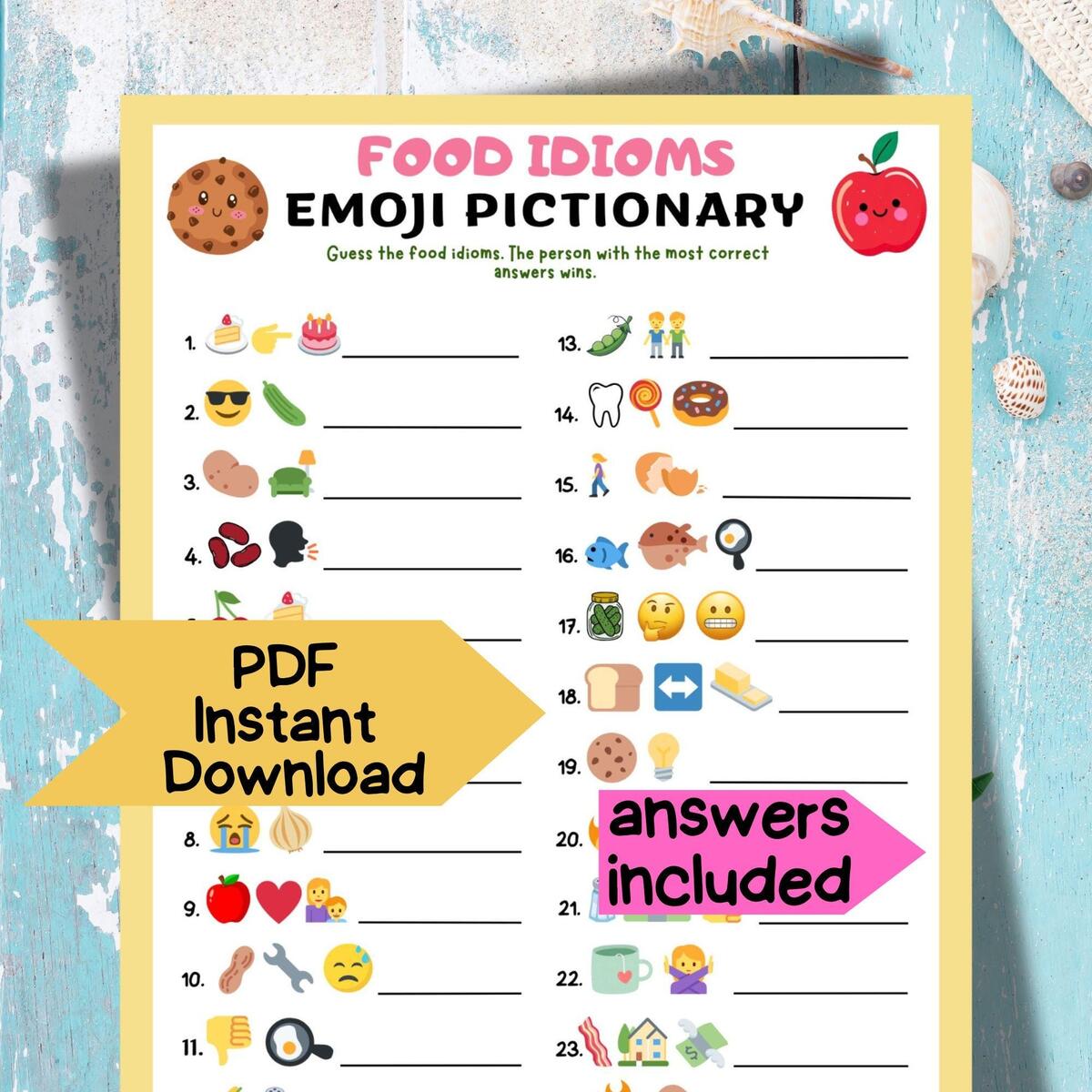 Food Idioms Emoji Pictionary Printable ESL Game Fun Party Classroom Activity Pdf Etsy Australia Food Idioms Emoji Pictionary Printable ESL Game Fun Party Classroom Activity Pdf Etsy Australia