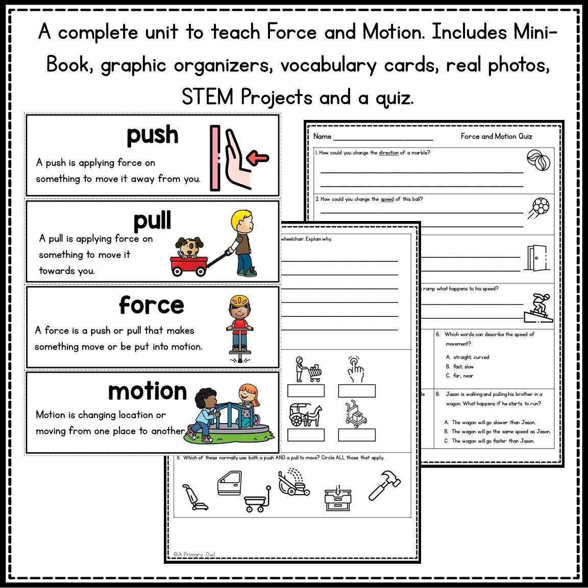 Force And Motion Unit With Mini Book STEM Projects Worksheets Made By Teachers Force And Motion Unit With Mini Book STEM Projects Worksheets Made By Teachers