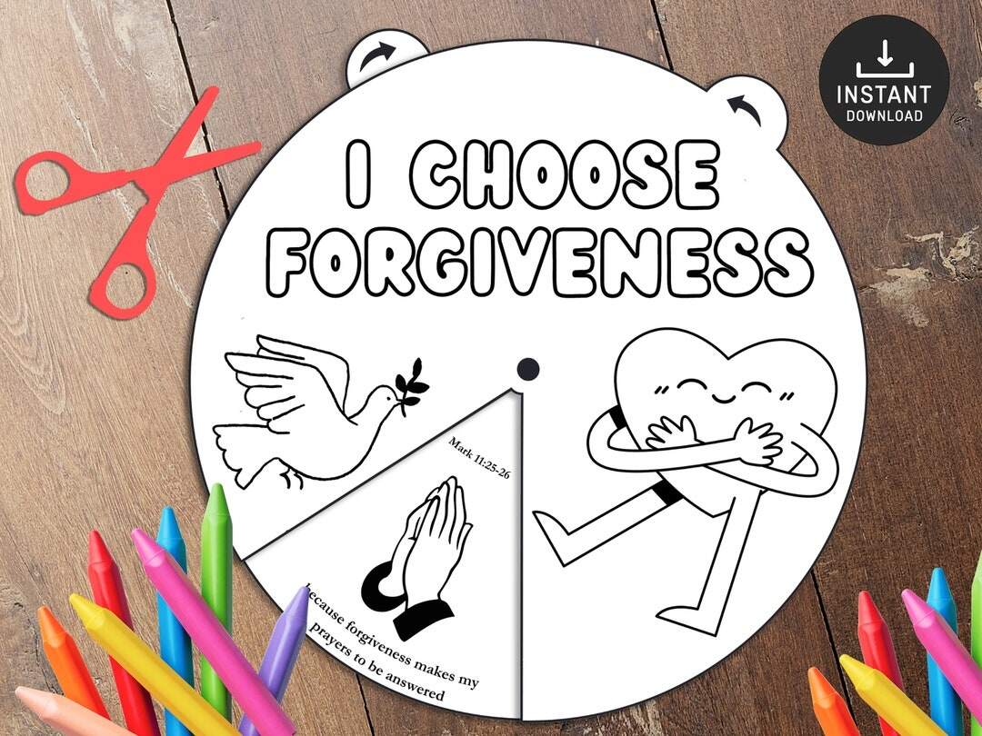 Forgiveness Scripture Coloring Wheel Printable Bible Activity Forgiveness Kids Bible Lesson Memory Game Sunday School Etsy Israel