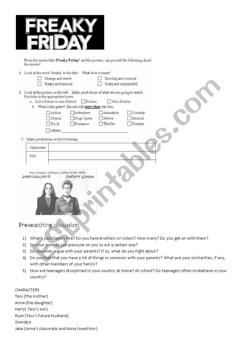 Freaky Friday ESL Worksheet By Agus88 Freaky Friday ESL Worksheet By Agus88