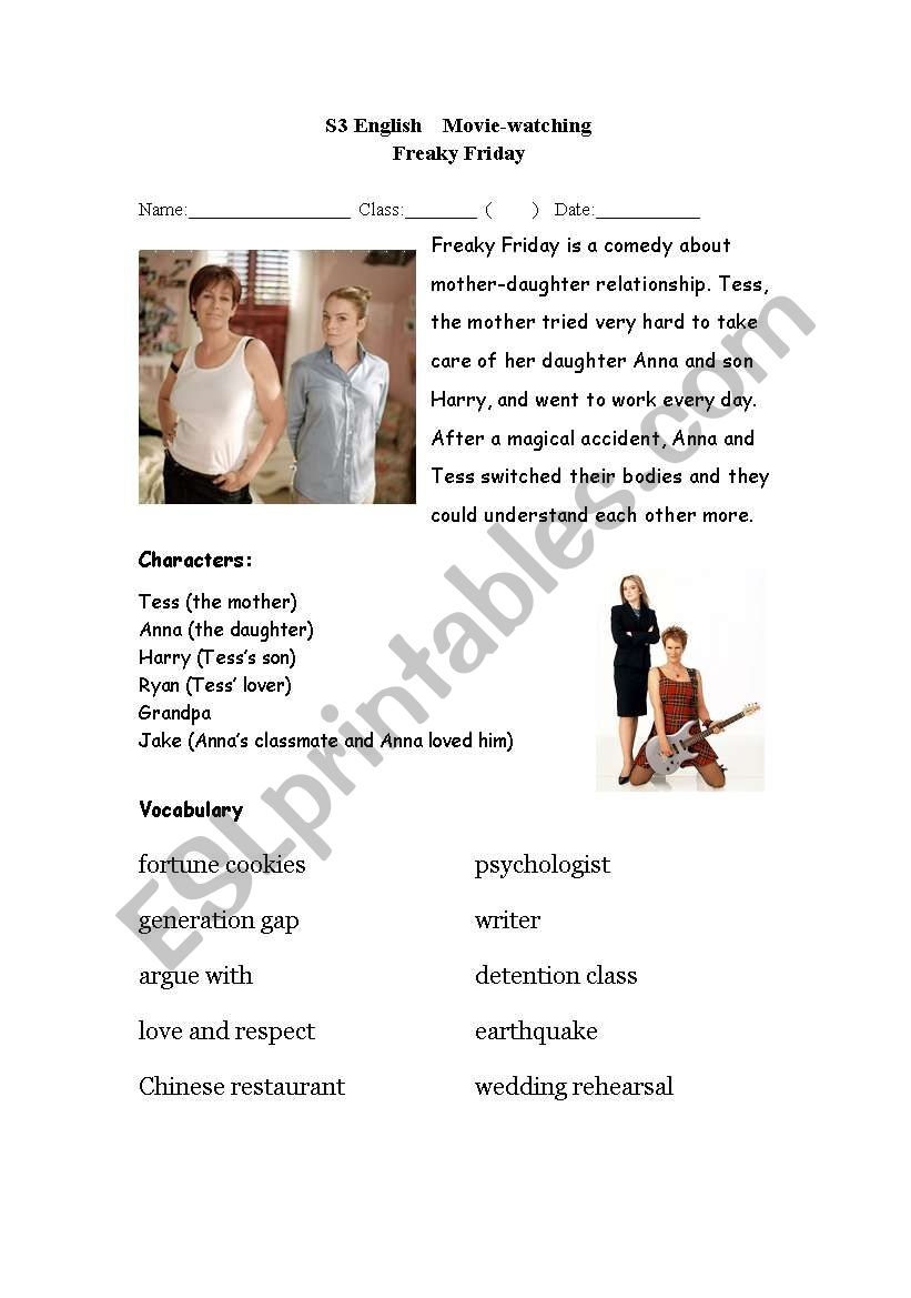 Freaky Friday Extended Writing Tasks For Describing Clothes ESL Worksheet By Aikokaren Freaky Friday Extended Writing Tasks For Describing Clothes ESL Worksheet By Aikokaren