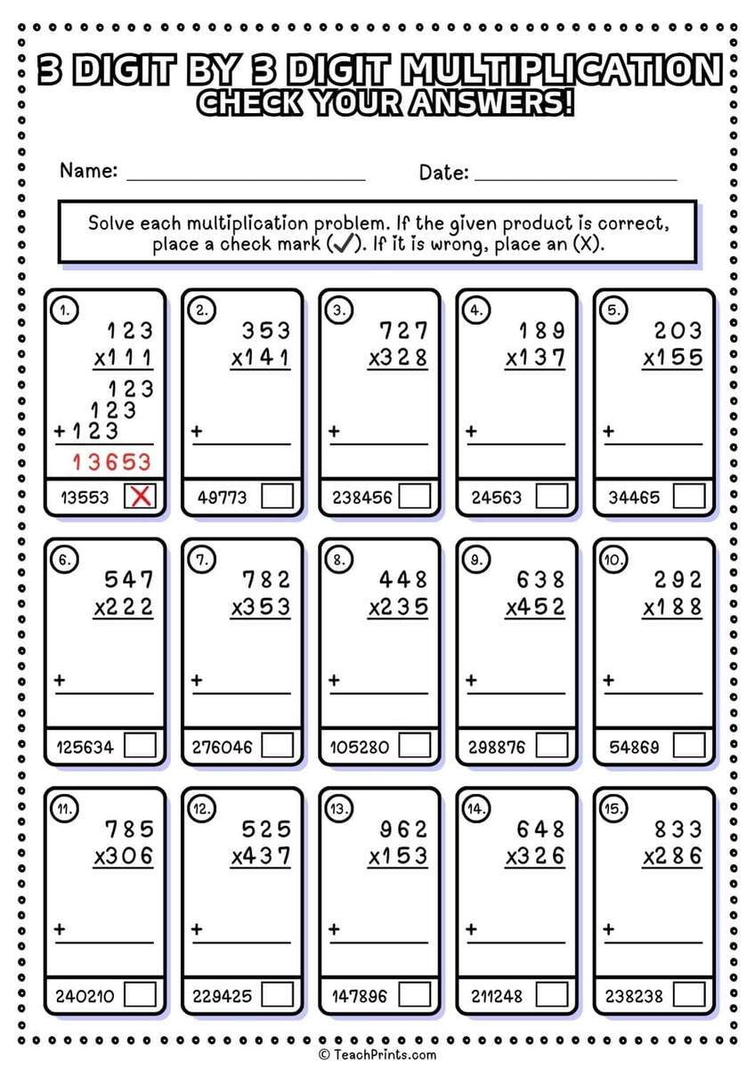 Free 3 Digit By 3 Digit Multiplication Worksheets Teach Prints Multiplying 3 Numbers Three Worksheets FREE Printable Worksheets Worksheetfun