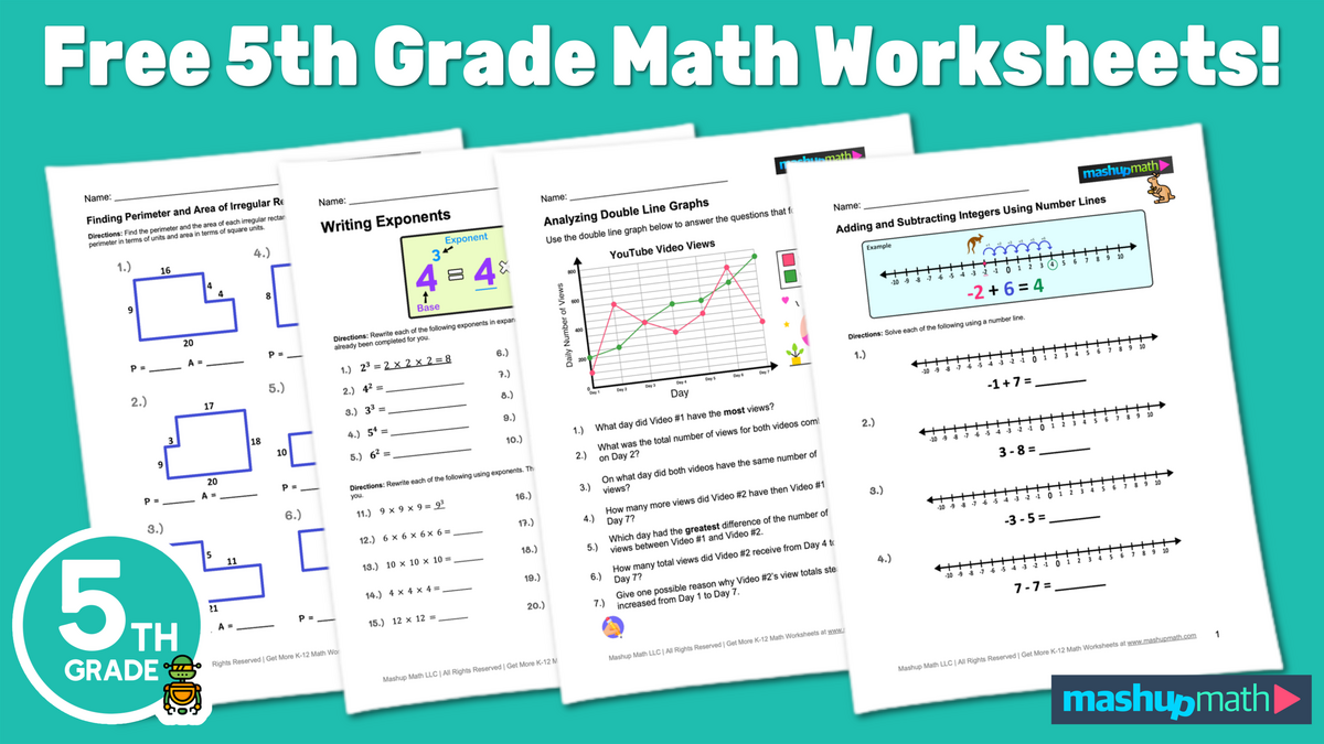 Free 5th Grade Math Worksheets Printable W Answers Mashup Math Free 5th Grade Math Worksheets Printable W Answers Mashup Math