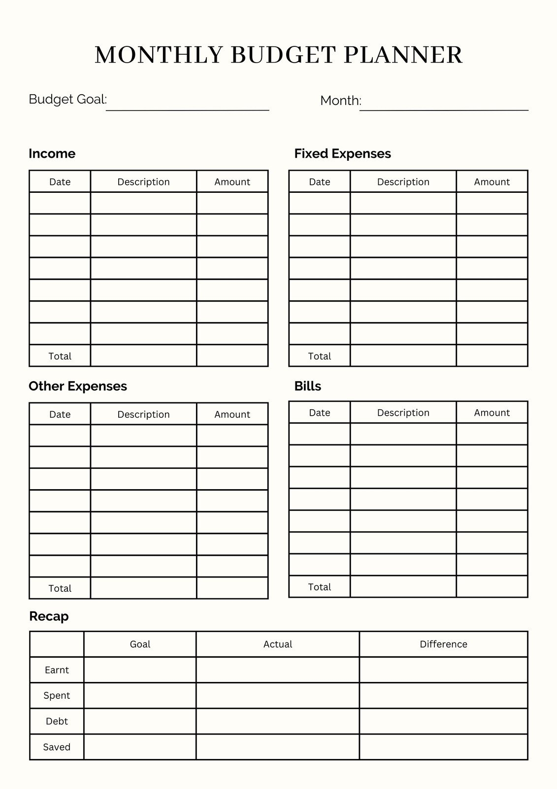 Free And Customizable Budget Templates Canva Free Blank Budget Worksheet Printables To Take Charge Of Your Finances
