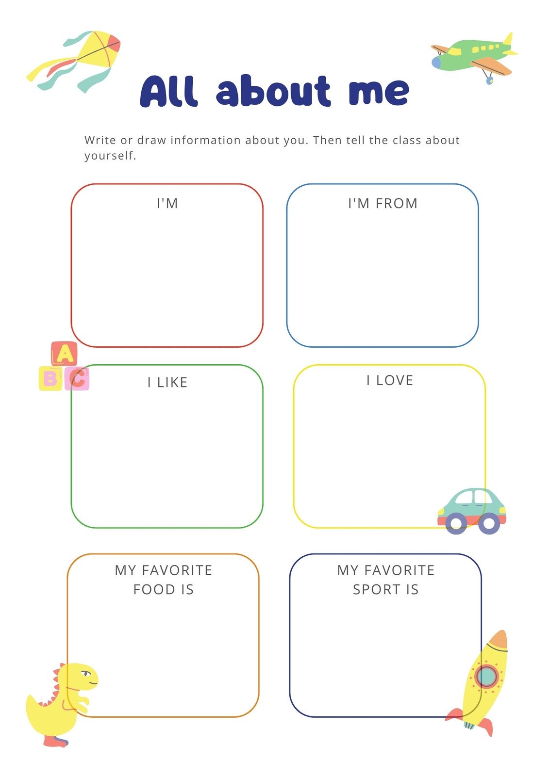 Free And Printable All About Me Worksheet Templates Canva Free And Printable All About Me Worksheet Templates Canva