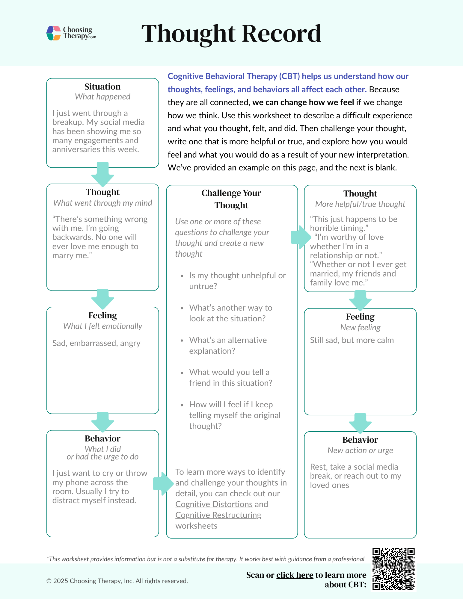 Free CBT Thought Record Worksheet Printable PDF ChoosingTherapy Free CBT Thought Record Worksheet Printable PDF ChoosingTherapy
