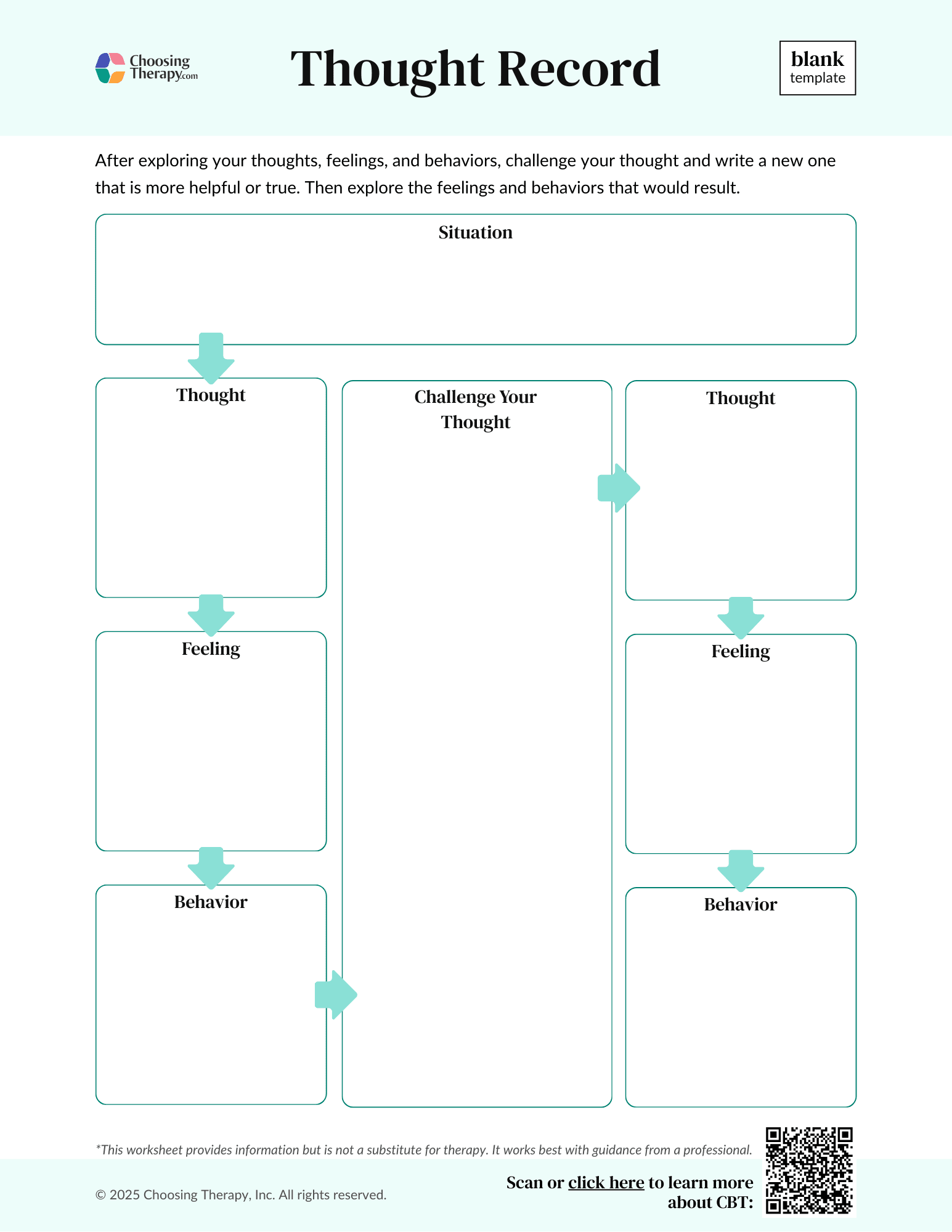 Free CBT Thought Record Worksheet Printable PDF ChoosingTherapy Free CBT Thought Record Worksheet Printable PDF ChoosingTherapy