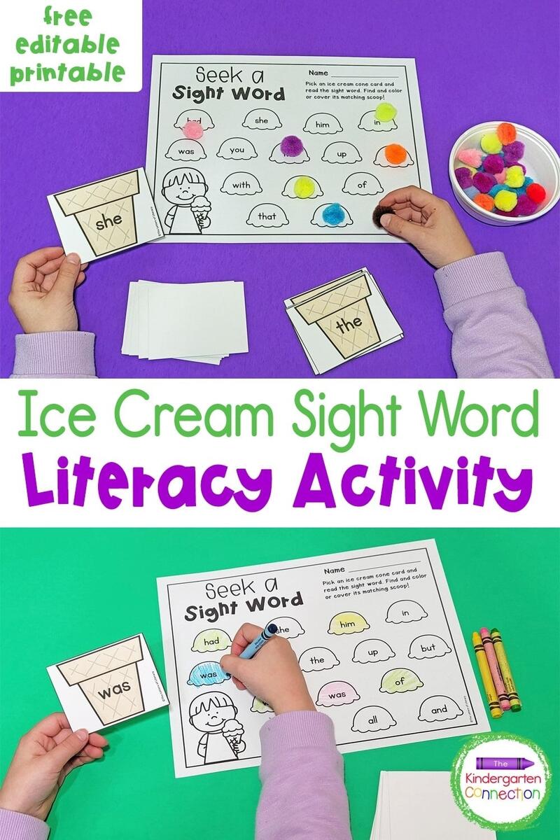 FREE Editable Ice Cream Cone Sight Word Game FREE Editable Ice Cream Cone Sight Word Game