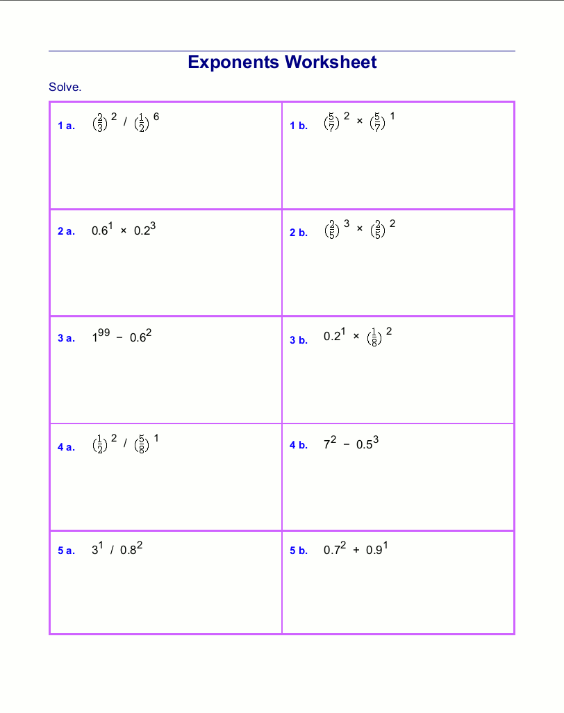 Free Exponents Worksheets Worksheets Library