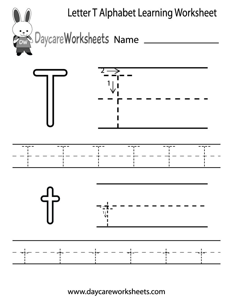 Free Letter T Alphabet Learning Worksheet For Preschool Free Letter T Alphabet Learning Worksheet For Preschool