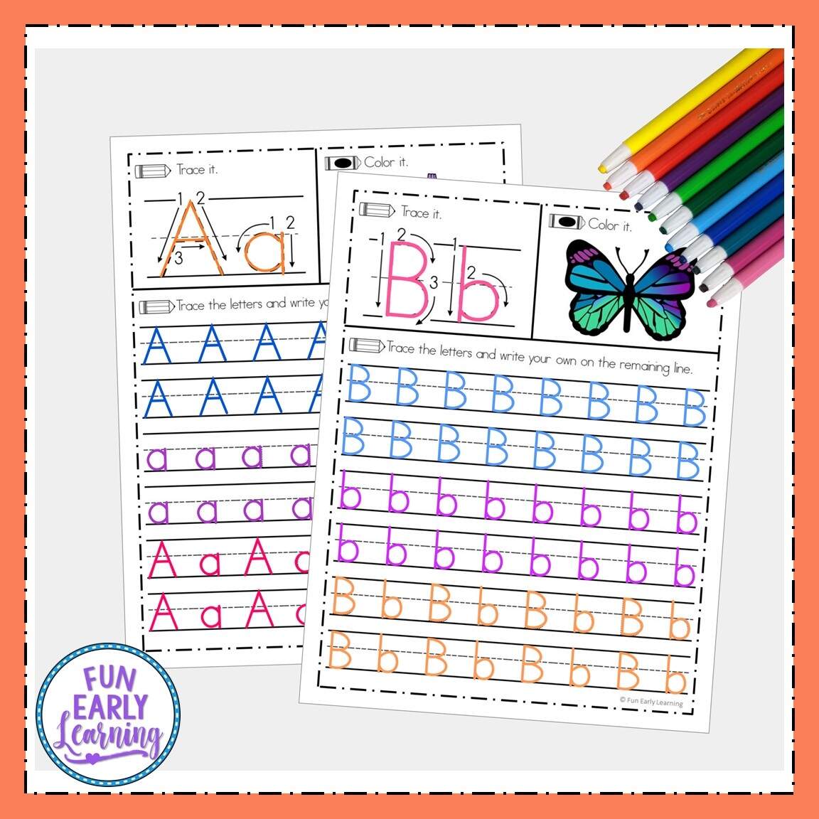 Free Letter Tracing Worksheets A Z Handwriting Practice Fun Early Learning Printable Alphabet Letter Formation Cards For Kids