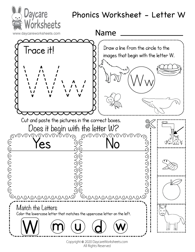 Free Letter W Phonics Worksheet For Preschool Beginning Sounds Free Letter W Phonics Worksheet For Preschool Beginning Sounds