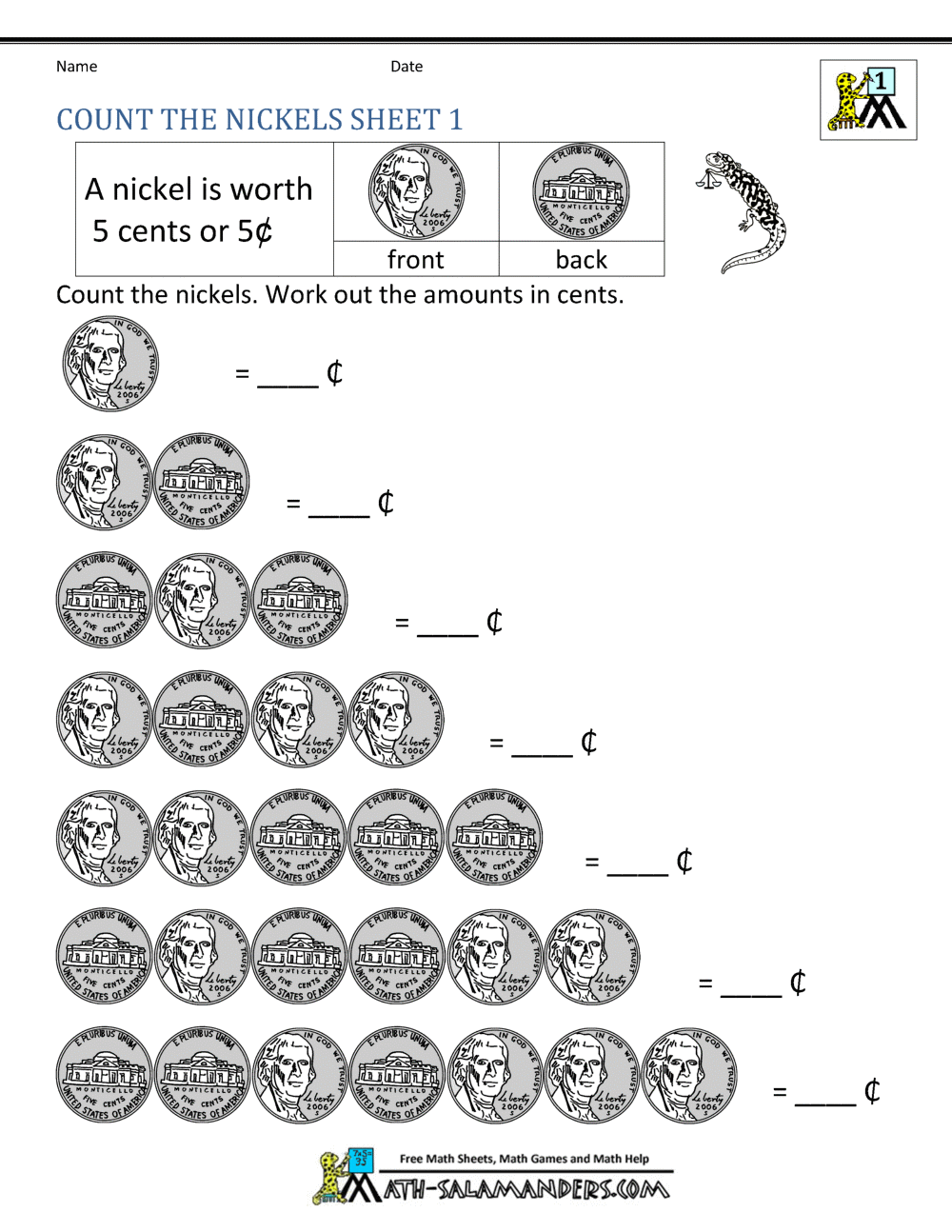 Free Math Money Worksheets 1st Grade Printable Money Worksheets To 10