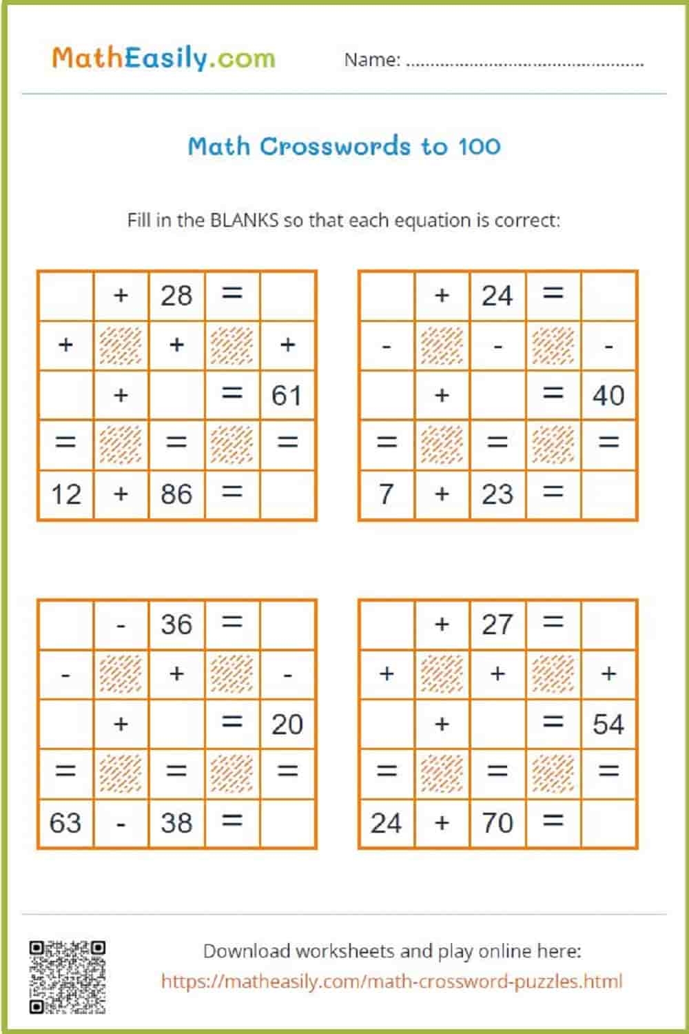 Free Math Worksheets Auto Generated With Answers