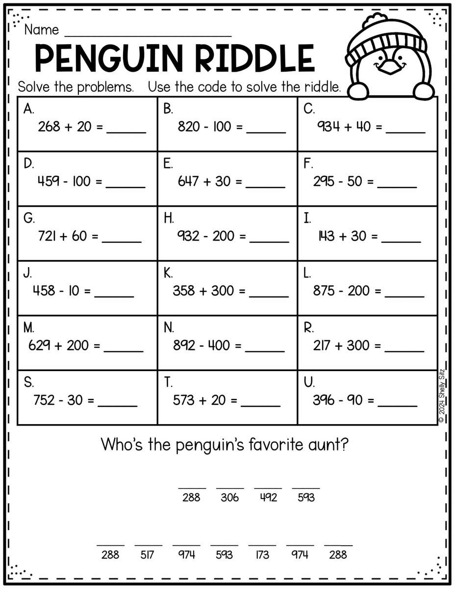 Free Penguin Math Worksheets For Second Grade Second Grade Teaching Blog Second Grade Number Patterns Worksheet