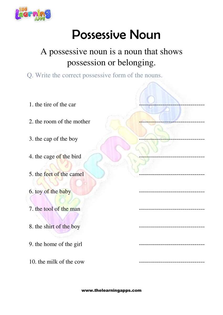 Free Possessive Noun Worksheets For Grade 1 The Learning Apps Free Possessive Noun Worksheets For Grade 1 The Learning Apps
