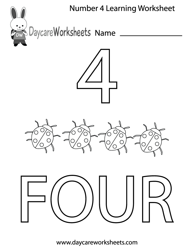 Free Preschool Number Four Learning Worksheet Number 4 Worksheets FREE Tracing Counting Printables