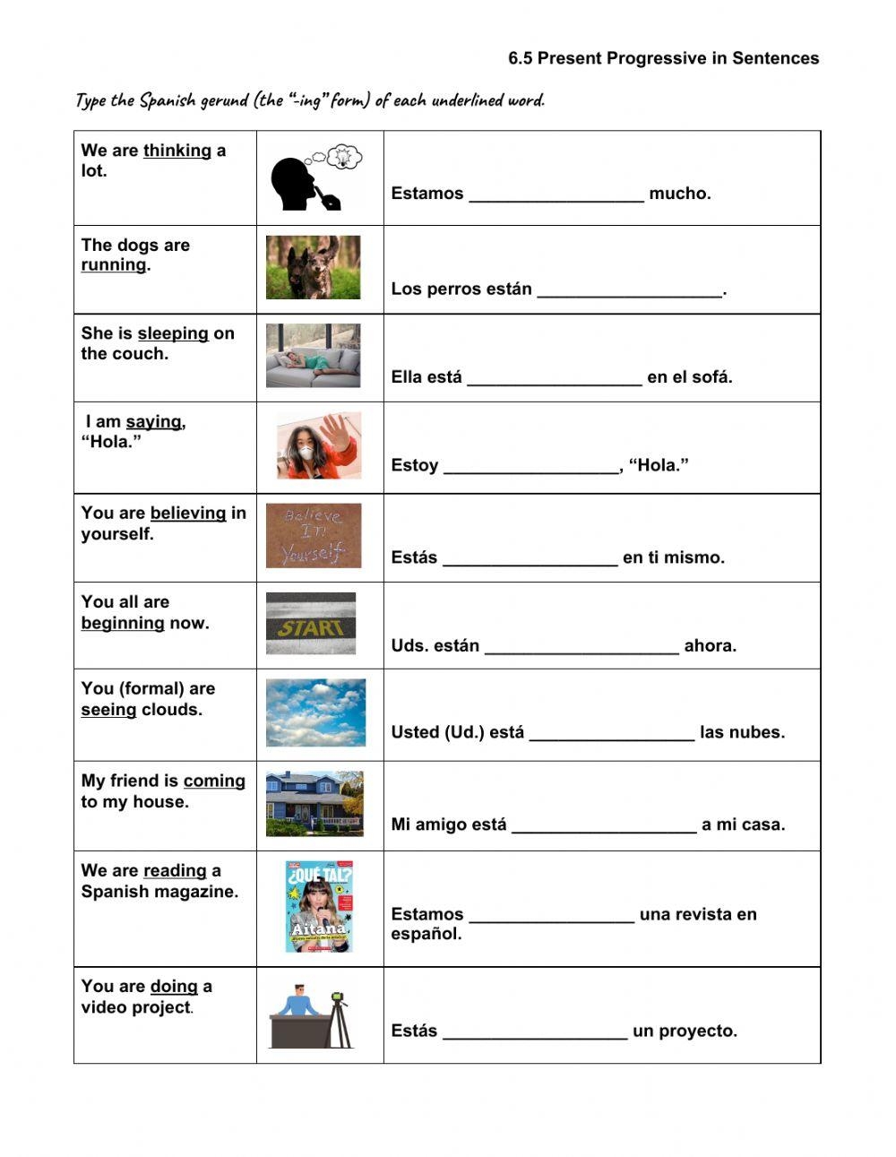 Free Present Progressive Spanish Worksheet Download Free Present Progressive Spanish Worksheet Png Images Free Worksheets On Clipart Library Present Progressive Irregular Guided Practice Worksheet Live Worksheets Library