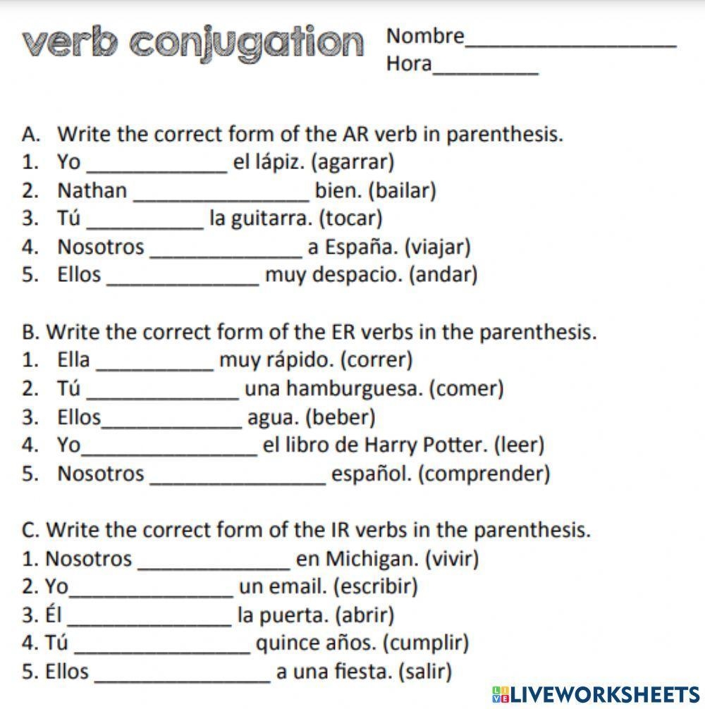 Free Present Tense Of Er And Ir Verbs In Spanish Worksheet Download Free Present Tense Of Er And Ir Verbs In Spanish Worksheet Png Images Free Worksheets On Clipart Library 12 Conjugation Present Tense Verb Worksheet Free PDF At Worksheeto