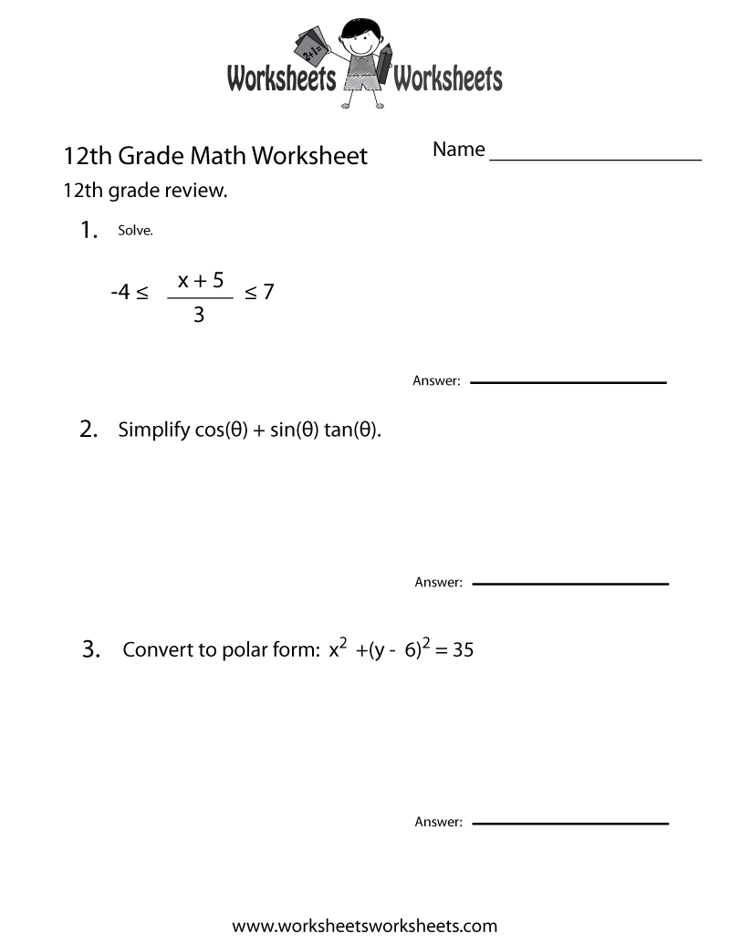 High School Math Worksheets Math Worksheets PDF Cazoom Math