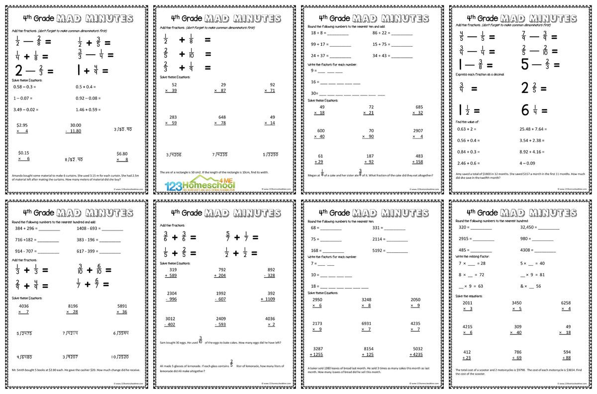 FREE Printable 4th Grade Math Worksheets Pdf FREE PRINTABLE MULTIPLICATION WORKSHEETS WonkyWonderful