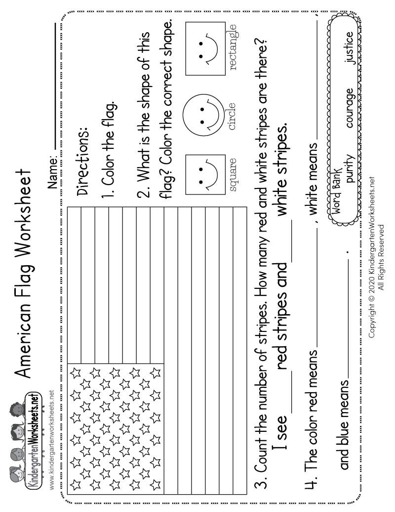 Free Printable American Flag Worksheet USA Flag Coloring Page Printable American Flag Activity PDF Etsy