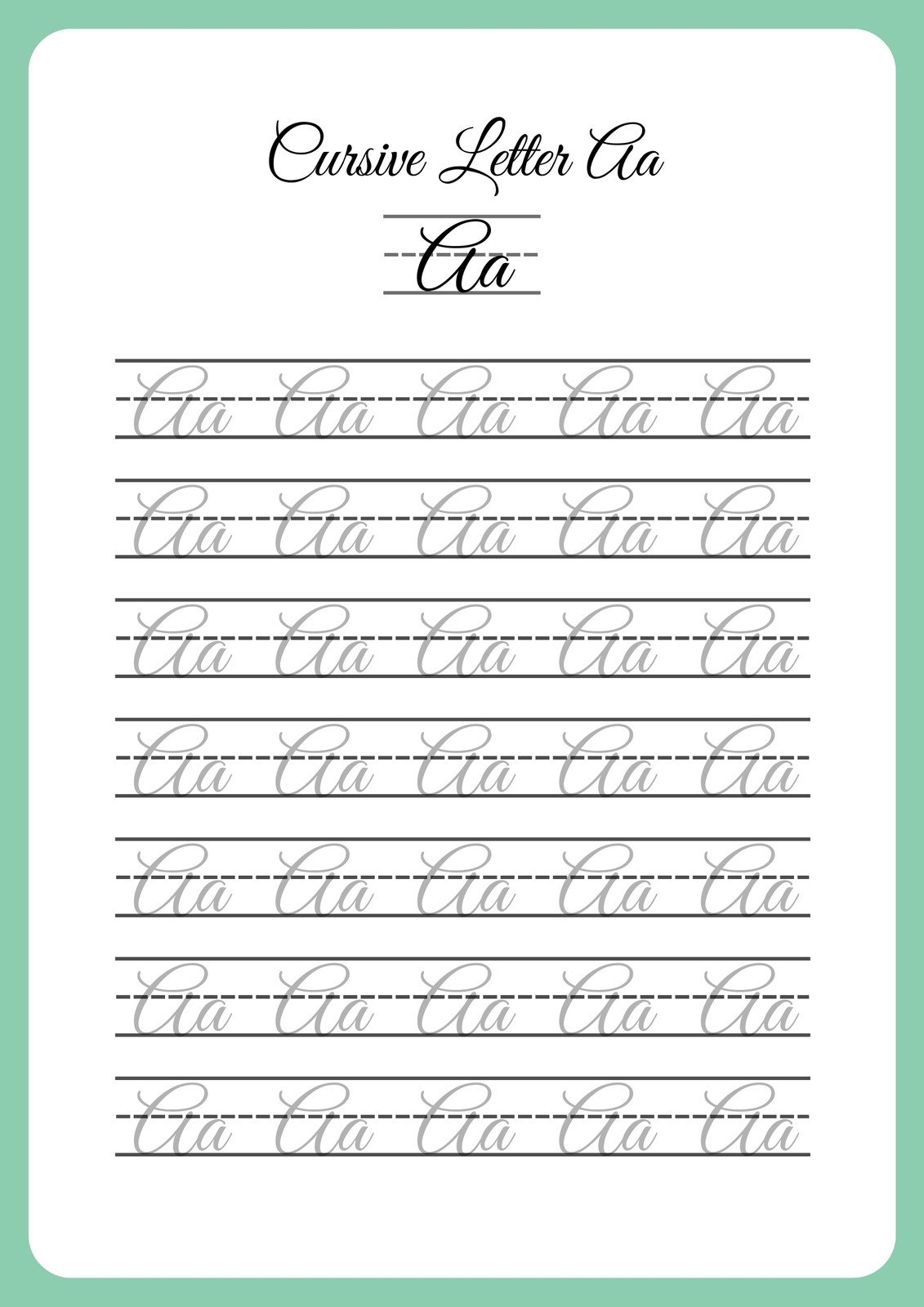 Free Printable Cursive Writing Worksheet Templates Canva Printable Cursive Alphabet Worksheets Teach Beside Me