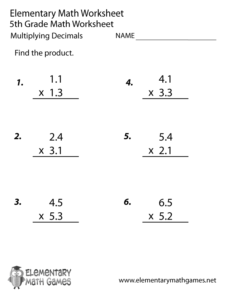 Free Printable Decimals Multiplication Worksheet For Fifth Grade Counting By Decimals