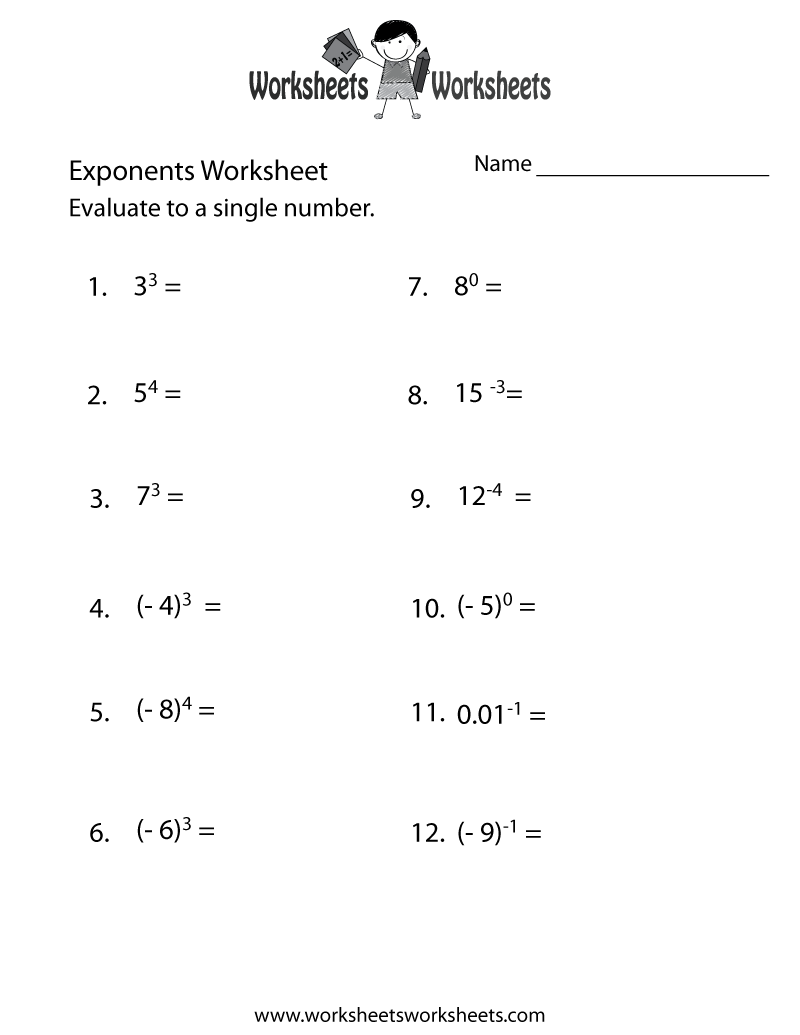 Free Printable Exponents Practice Worksheet Free Printable Exponents Practice Worksheet