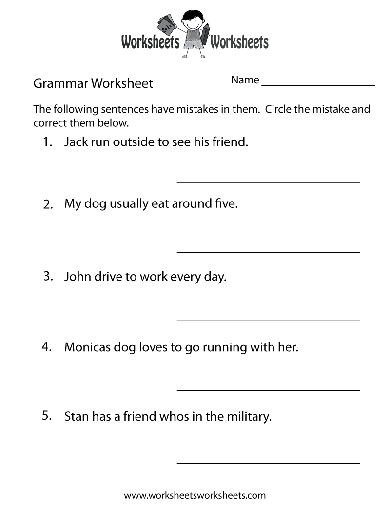 Free Printable Grammar Practice Worksheet Content By Subject Worksheets Grammar Worksheets