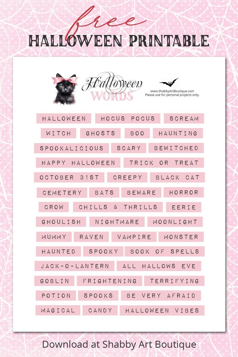 Free Printable Halloween Words Shabby Art Boutique Free Printable Halloween Words Shabby Art Boutique