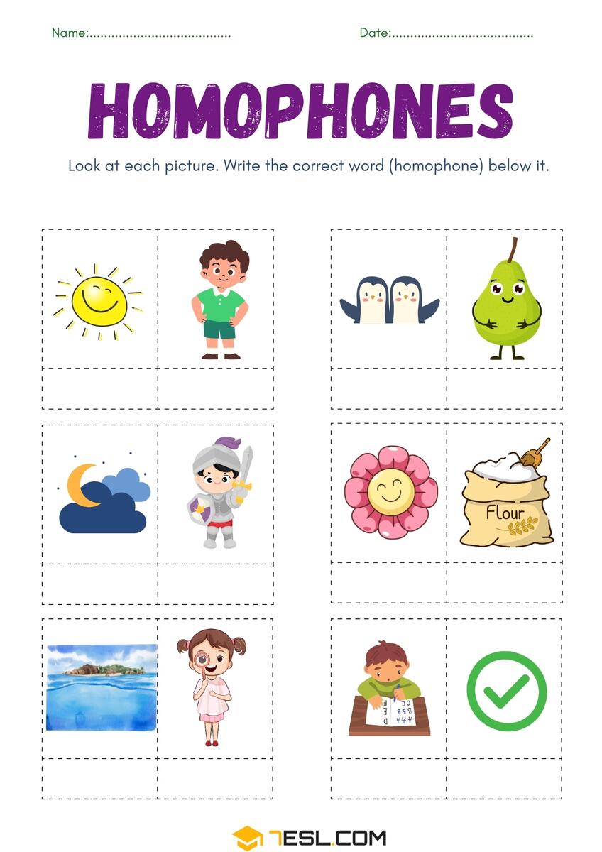 Free Printable Homophones Worksheets Fun Activities For Kids PDF 7ESL Free Printable Homophones Worksheets Fun Activities For Kids PDF 7ESL